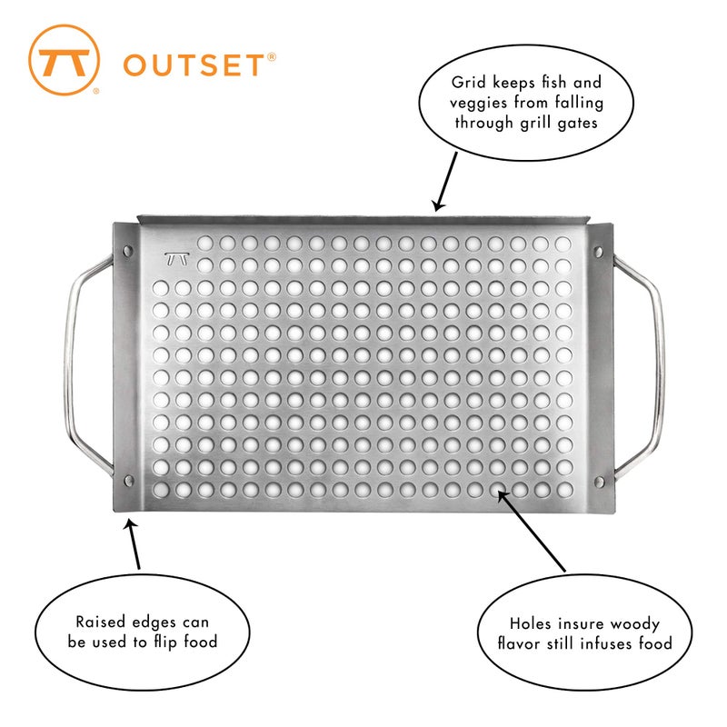 Outset 76630 Stainless Steel Grill Topper Grid, Set of 2, 11"x7" and 11"x17" - Image 3